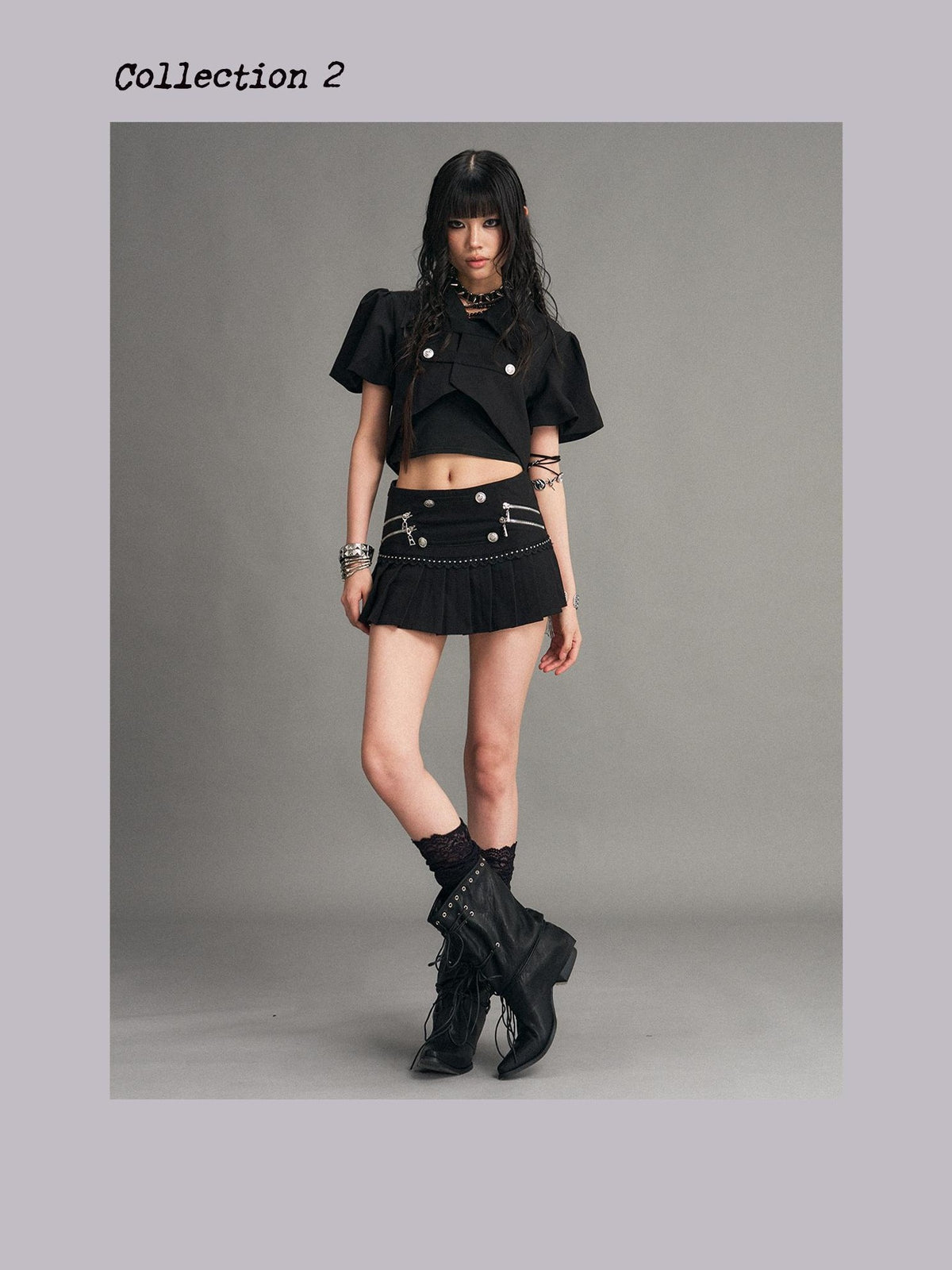 Frustration Garden Dark Gothic Puff Sleeve Double Breasted Women's Cropped Jackets