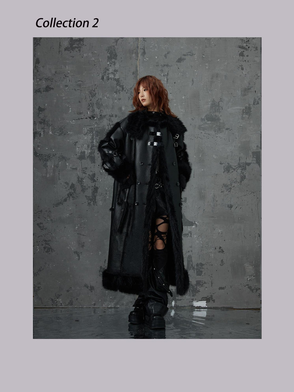 Frustration Garden Dark Punk Faux Fur Loose Fit Women's Long Coats
