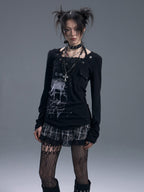 Frustration Garden Dark Punk Lace Halter Print Women's Long Sleeve T-shirts