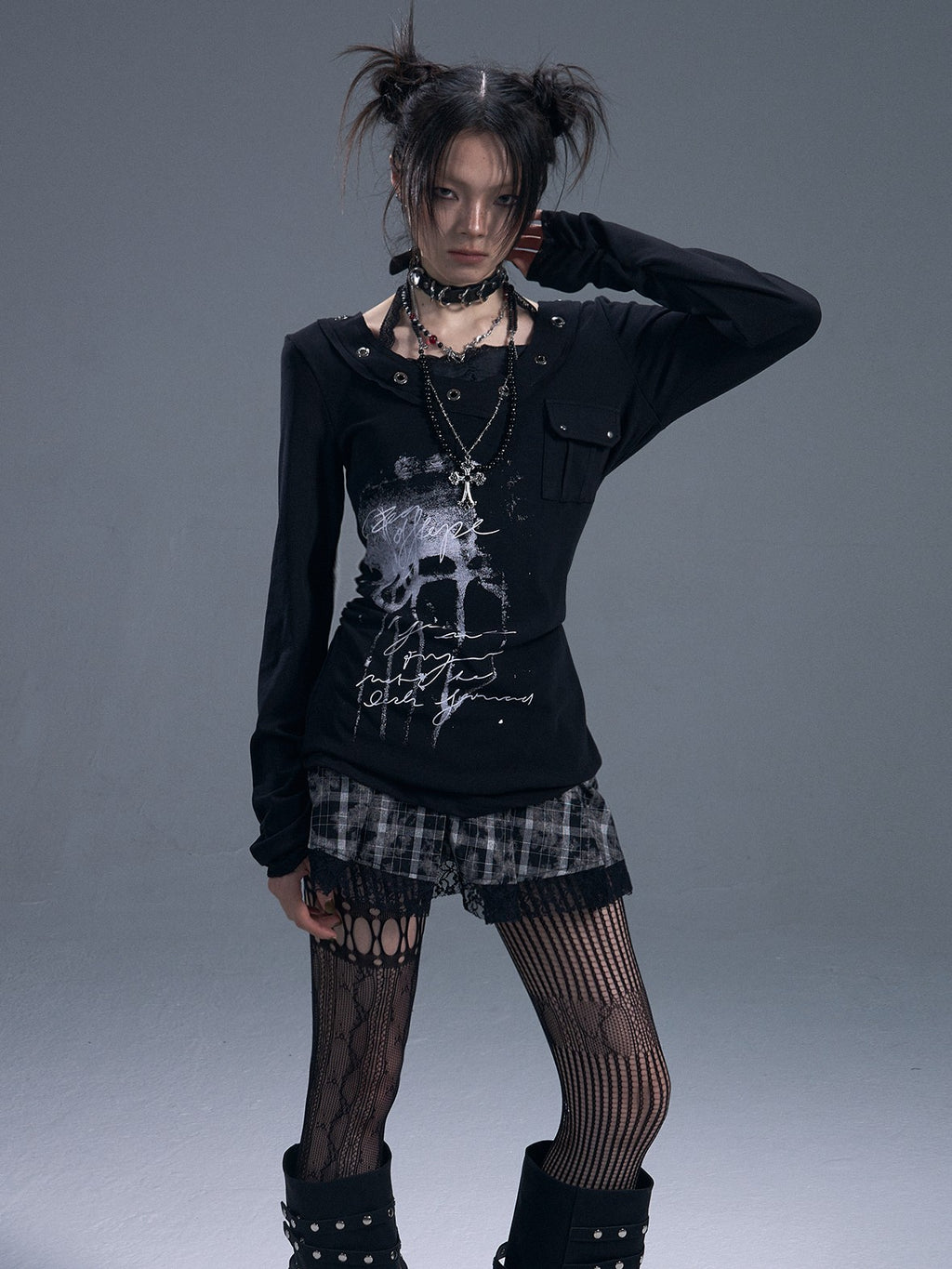 Frustration Garden Dark Punk Lace Halter Print Women's Long Sleeve T-shirts