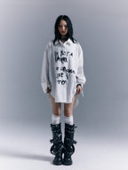 Frustration Garden Grunge Graffiti Print Vertical Striped Long Sleeve Loose Women's Shirts