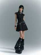 Frustration Garden New Chinese Cutout Sleeveless A Line Cotton Blend Women's Casual Mini Dresses