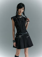 Frustration Garden New Chinese Cutout Sleeveless A Line Cotton Blend Women's Casual Mini Dresses