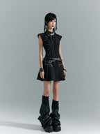 Frustration Garden New Chinese Cutout Sleeveless A Line Cotton Blend Women's Casual Mini Dresses