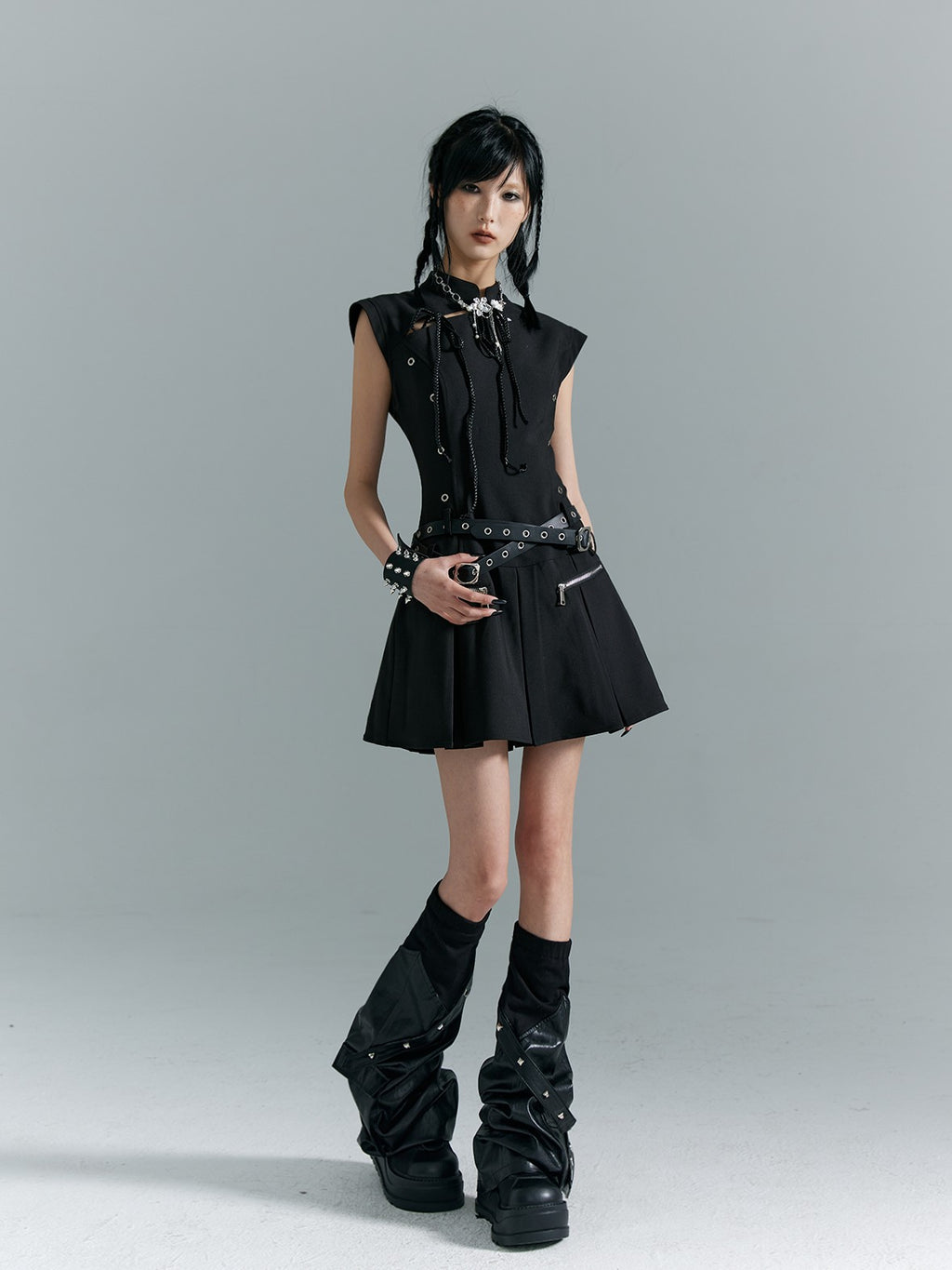 Frustration Garden New Chinese Cutout Sleeveless A Line Cotton Blend Women's Casual Mini Dresses