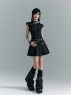 Frustration Garden New Chinese Cutout Sleeveless A Line Cotton Blend Women's Casual Mini Dresses