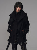 Frustration Garden Oversized Double Breasted Detachable Fur Collar Women's Wool Coats