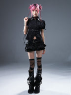 Frustration Garden Punk Lace Ruffle Low Waist Pleated Bloomer Women's Mini Skirts