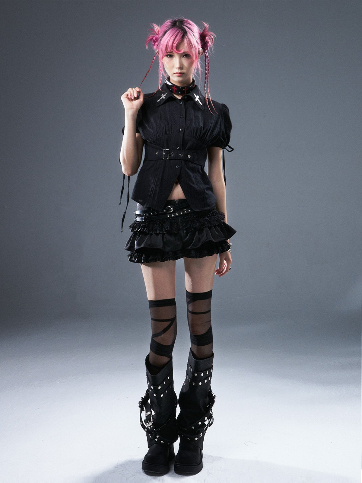 Frustration Garden Punk Lace Ruffle Low Waist Pleated Bloomer Women's Mini Skirts
