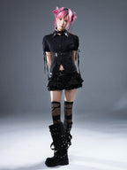 Frustration Garden Punk Lace Ruffle Low Waist Pleated Bloomer Women's Mini Skirts