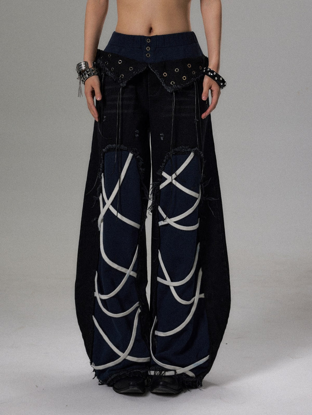 Frustration_Garden_Punk_Washed_Asymmetric_Lace-up_Layered_Women's_Wide-leg_Jeans_1076252423582_MISSTT