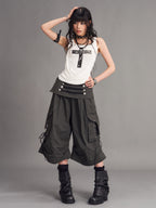 Frustration Garden Washed Distressed Low Rise Wide-leg Pants Women's Wide-leg Pants