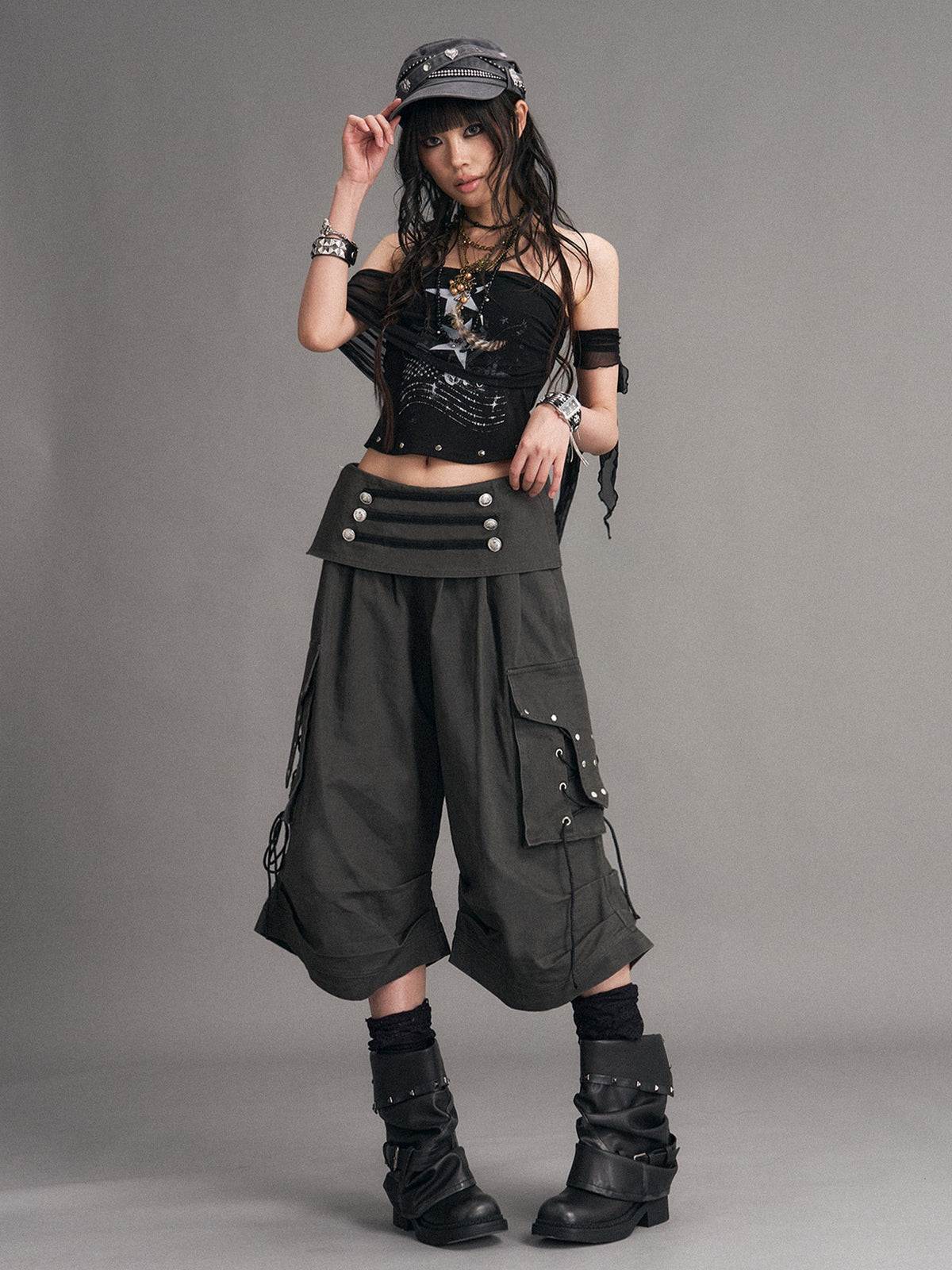Frustration Garden Washed Distressed Low Rise Wide-leg Pants Women's Wide-leg Pants