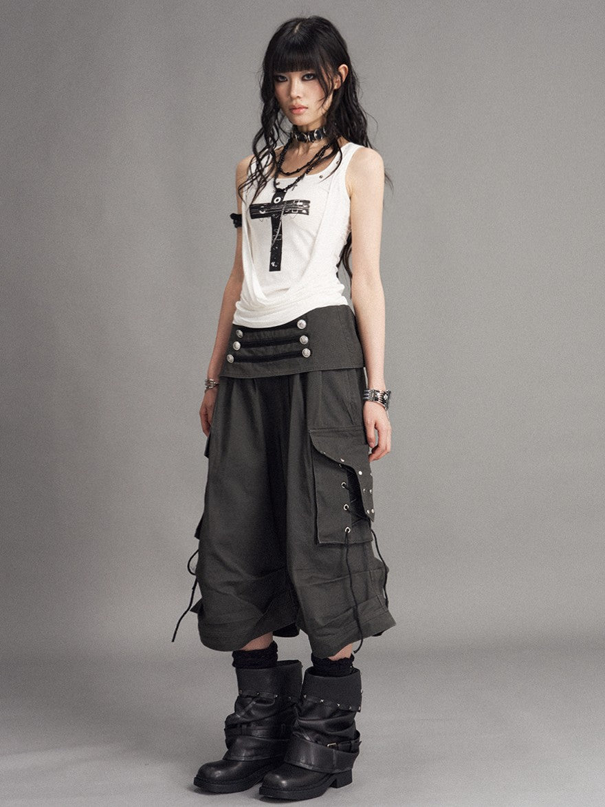 Frustration Garden Washed Distressed Low Rise Wide-leg Pants Women's Wide-leg Pants