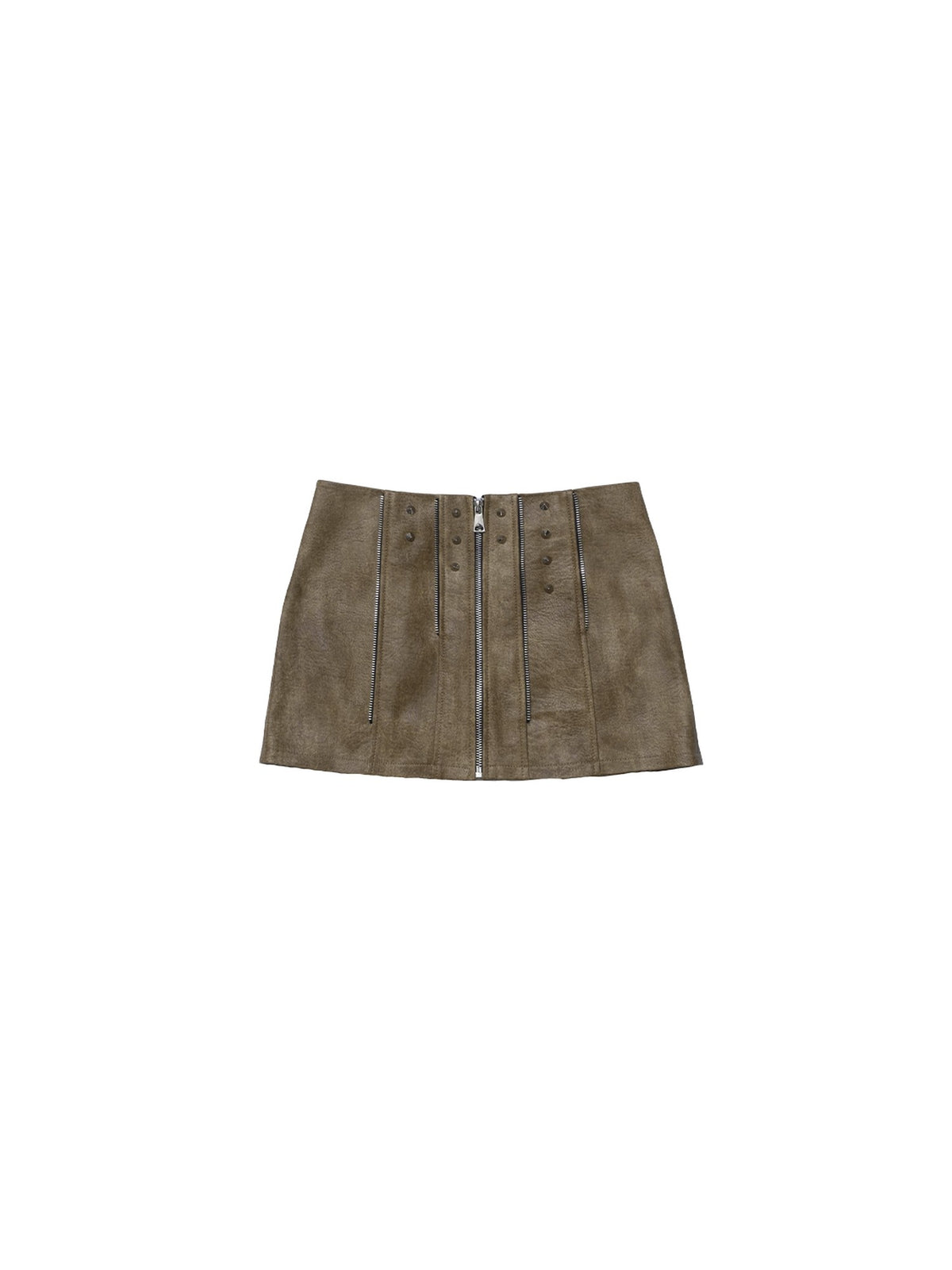Frustration Garden Washed Distressed Pu Leather Zipper Rivet Rock Women's A Line Mini Skirts