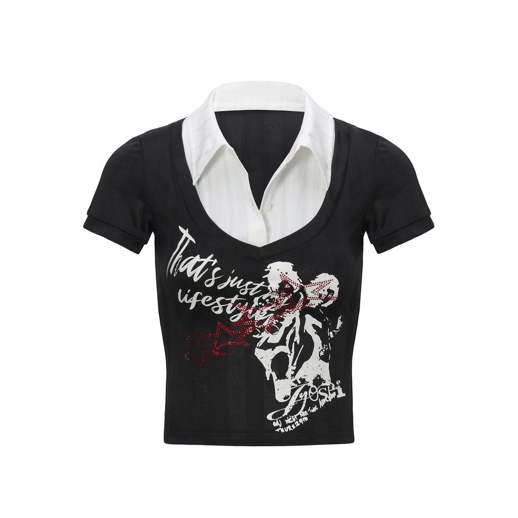 JYOSEI_Black_Striped_Rhinestone_Punk_Women's_Polyester_Slim_Fit_Short_Sleeve_T-shirts_906622867459_MISSTT