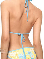 JYOSEI Color Block Print Triangle Cup Drawstring Women's Polyester Bikinis