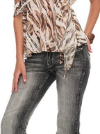 JYOSEI Embroidered Rhinestone Gradient Wash Women's Cotton Skinny Jeans