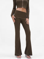 JYOSEI Faux Fur Print Knit Hooded Slim High Waist Women's Top & Pants Sets