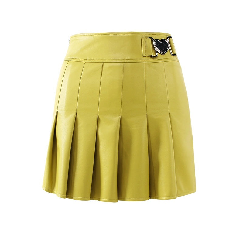 JYOSEI_Faux_Leather_Bright_Yellow_Faux_Fur_Collar_High_Waist_Women's_Top_&_Skirt_Sets_638905443194_MISSTT