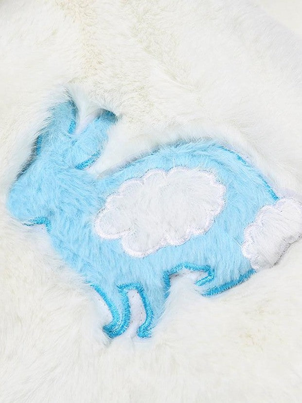 JYOSEI Faux Rabbit Fur Puff Sleeve Cropped Women's Puffer Jackets