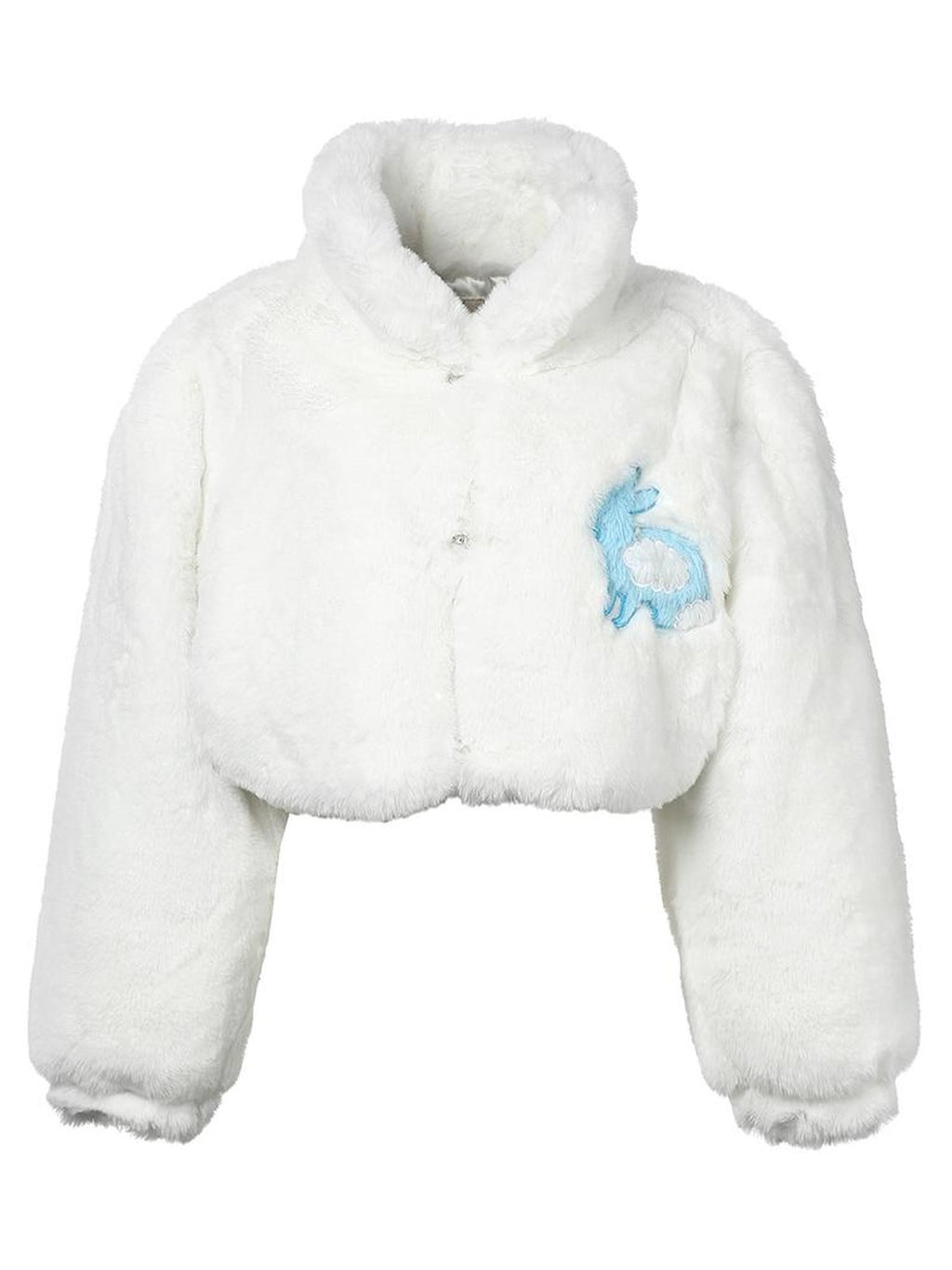 JYOSEI Faux Rabbit Fur Puff Sleeve Cropped Women's Puffer Jackets