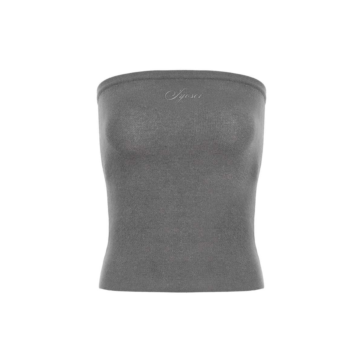 JYOSEI_Grey_Argyle_Embroidered_Knit_Bandeau_Pleated_Women's_Polyester_Top_&_Skirt_Sets_1081589007468_MISSTT