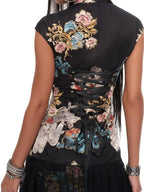 JYOSEI Lace Cutout Lace Up Print New Chinese Qipao Women's Polyester Casual Mini Dresses