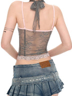 JYOSEI Lace Spliced Halter Slim Fit Women's Camisoles