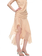 JYOSEI Polka Dot Ruffle Trim Chiffon Women's Slip Maxi Dresses