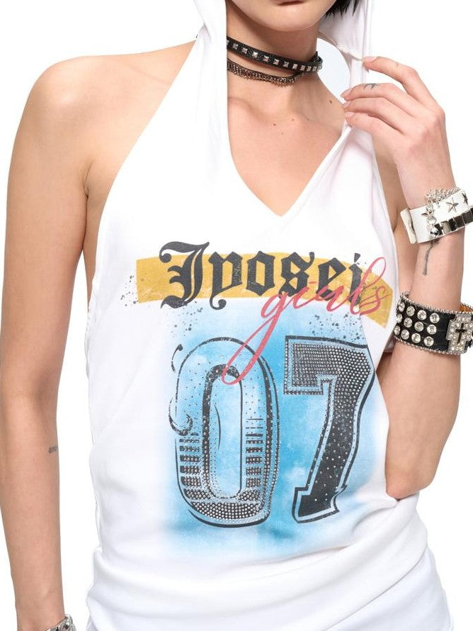 JYOSEI Rhinestone Print Sleeveless Hooded Bodycon Women's Cotton Hoodies