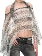 JYOSEI Striped Sequin Asymmetric Women's Polyester Loose Scarves & Shawls