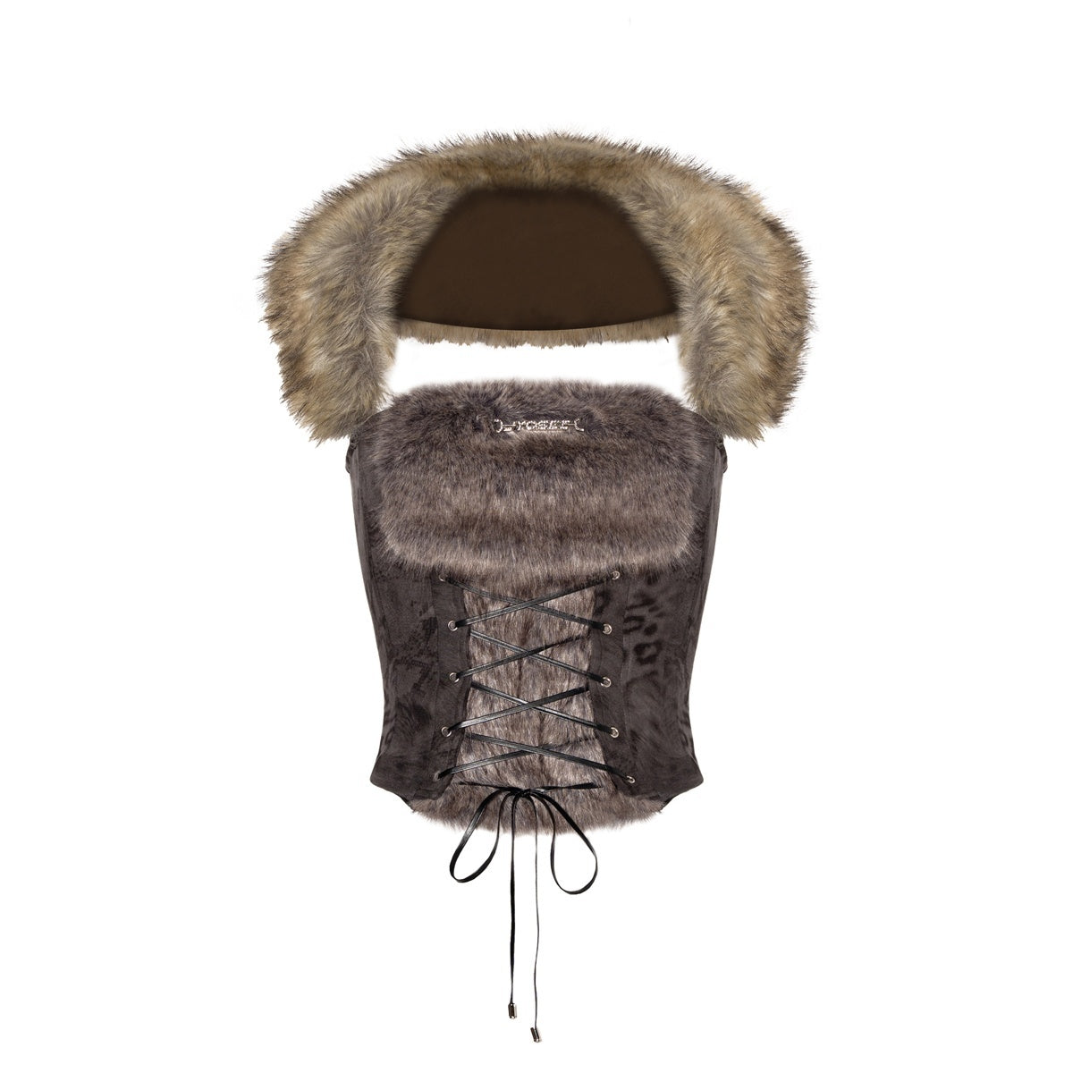 JYOSEI_Y2k_Detachable_Fur_Collar_Halter_Faux_Suede_Print_Women's_Tube_Tops_987601742914_MISSTT