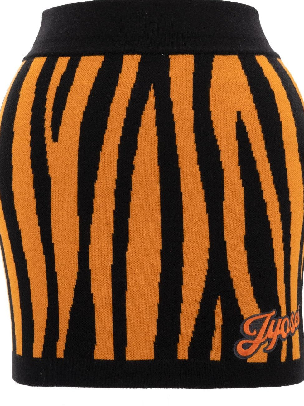 JYOSEI Zebra Print Embroidered V-neck Women's Knit Top & Skirt Sets