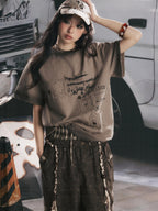 Lost in Lunar Bow Print Loose Fit Cotton Women's Short Sleeve T-shirts