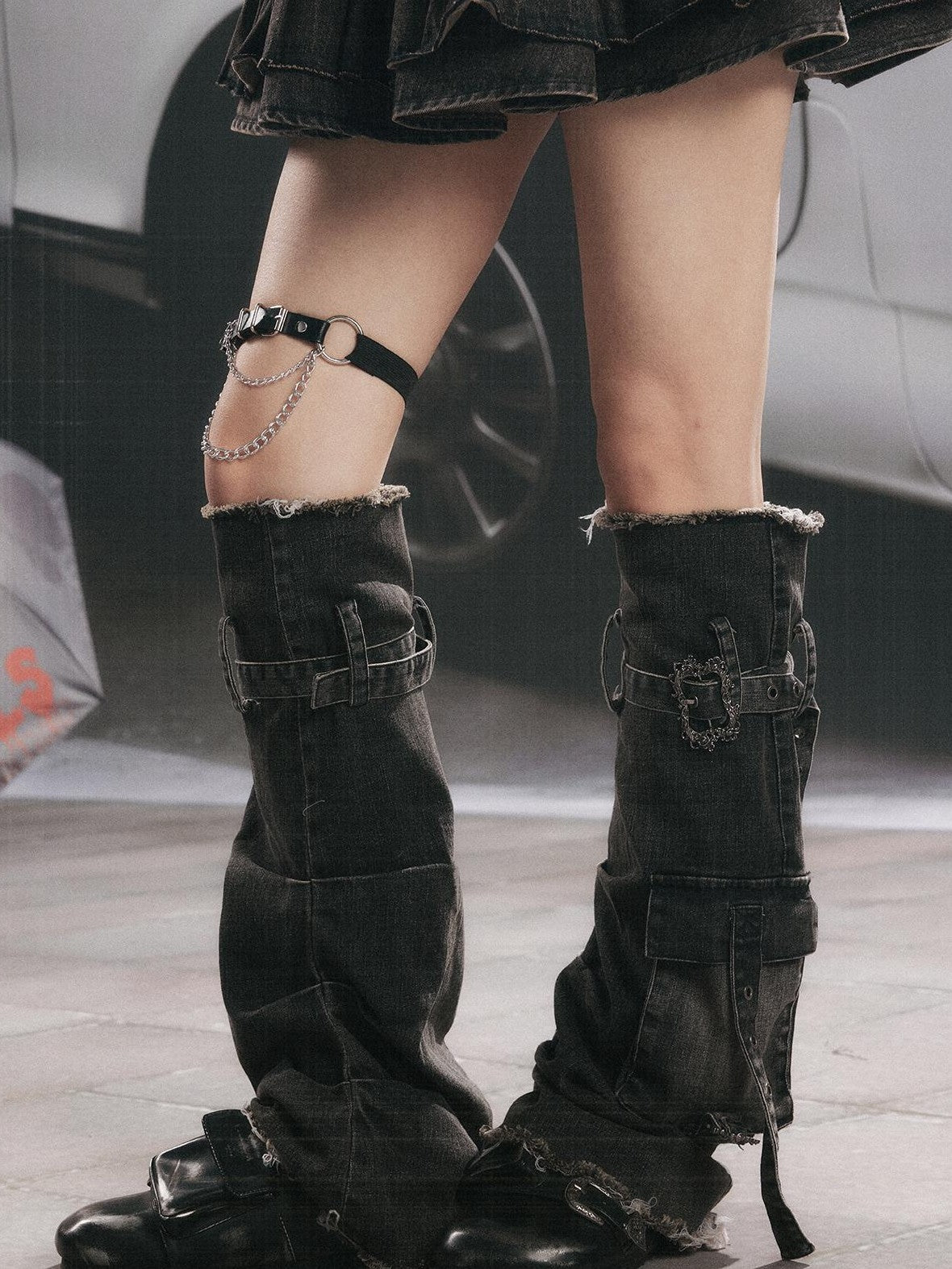 Lost in Lunar Denim Pocket Slouchy Women's Leg Warmers