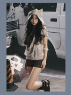 Lost in Lunar Distressed Button Fly Punk Women's Cotton Short Trousers