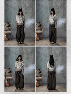 Lost in Lunar Faux Two Piece Double Waistband Spliced Belted Women's Polyester Chinos