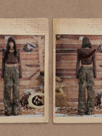 Lost in Lunar Plaid Patchwork Multi Pocket Women's Cotton Wide-leg Pants