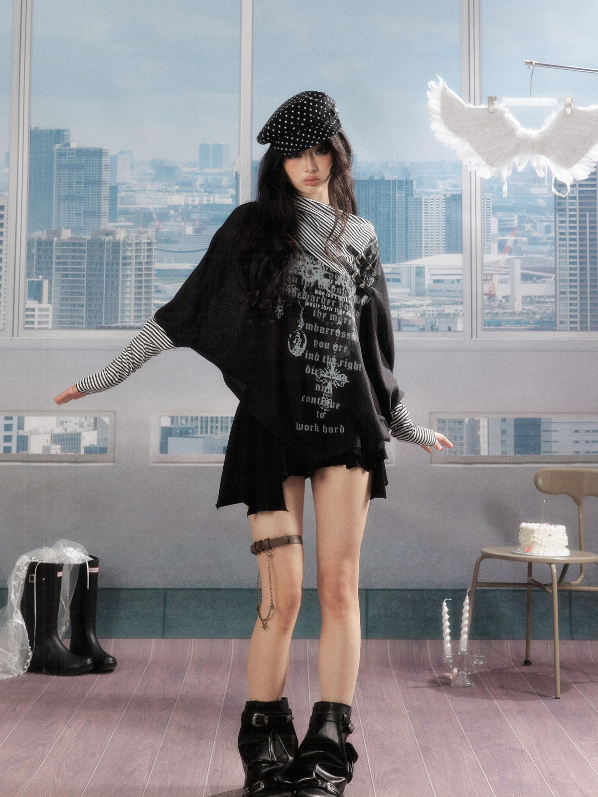 Lost in Lunar Pleated Asymmetric A Line Lyocell Women's Mini Skirts