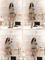 Lost in Lunar Printed Distressed Lace Halter Women's Polyester A Line Casual Mini Dresses