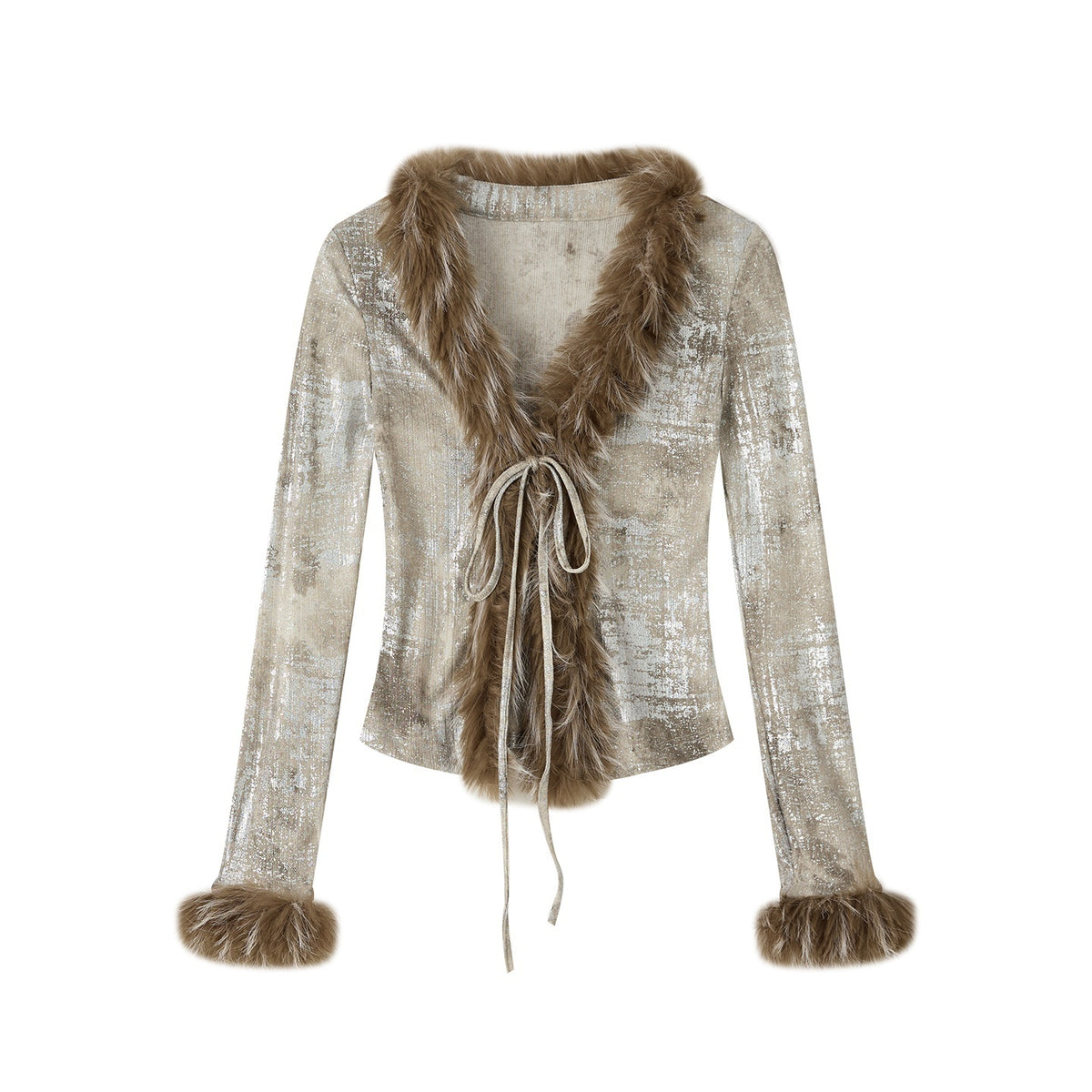 Lost_in_Lunar_Shiny_Silver_Faux_Fur_V-neck_Slim_Fit_Women's_Long_Sleeve_T-shirts_1086809758907_MISSTT