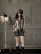 Lost in Lunar Shiny Silver Faux Fur V-neck Slim Fit Women's Long Sleeve T-shirts