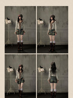 Lost in Lunar Shiny Silver Faux Fur V-neck Slim Fit Women's Long Sleeve T-shirts