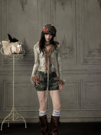 Lost in Lunar Shiny Silver Faux Fur V-neck Slim Fit Women's Long Sleeve T-shirts