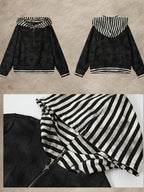Lost in Lunar Tie Dye Half Zip Striped Loose Fit Women's Cotton Blend Sweatshirts
