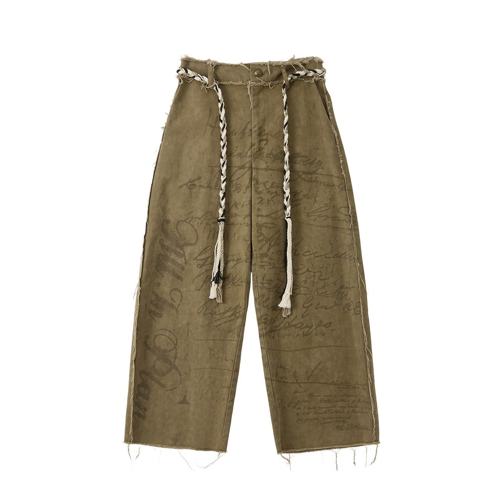 Lost_in_Lunar_Vintage_Letter_Print_Fringe_Women's_Cotton_Straight_Pants_1038895758896_MISSTT