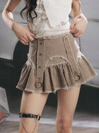 Lost in Lunar Vintage Pleated High Waist A Line Women's Polyester Mini Skirts