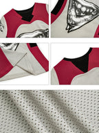 Nico Molly 3d Deconstructed Patchwork Heart Print V-neck Women's Short Sleeve T-shirts