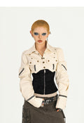 Nico_Molly_Apricot_Patchwork_Zip_Button_Cinched_Waist_Utility_Lapel_Women's_Overshirts_975802805164_MISSTT